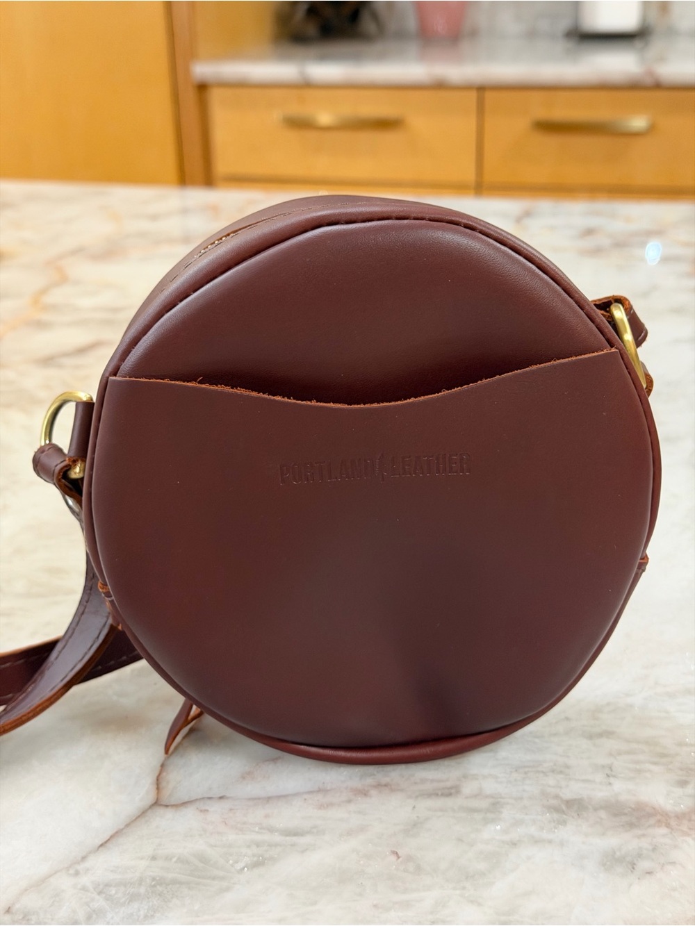 Portland Leather Goods Small Circle Crossbody Cognac NWOT